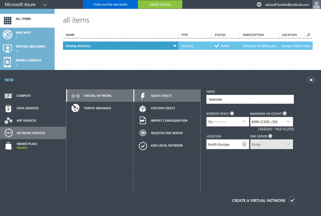 Erstellen Sie mit Quick Create ein virtuelles Netzwerk